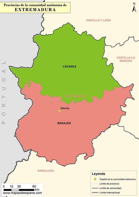 Mapa de Extremadura con Oliva de la Frontera resaltada
