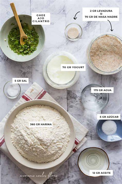 Ingredientes básicos para el pan naan