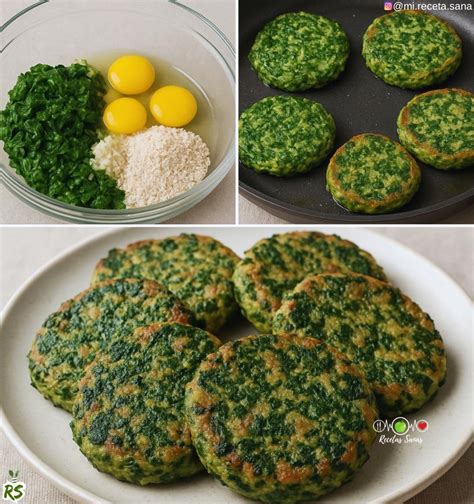 Tortitas de espinacas en una sartén