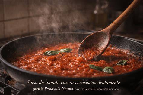Pasta cocinándose en la salsa