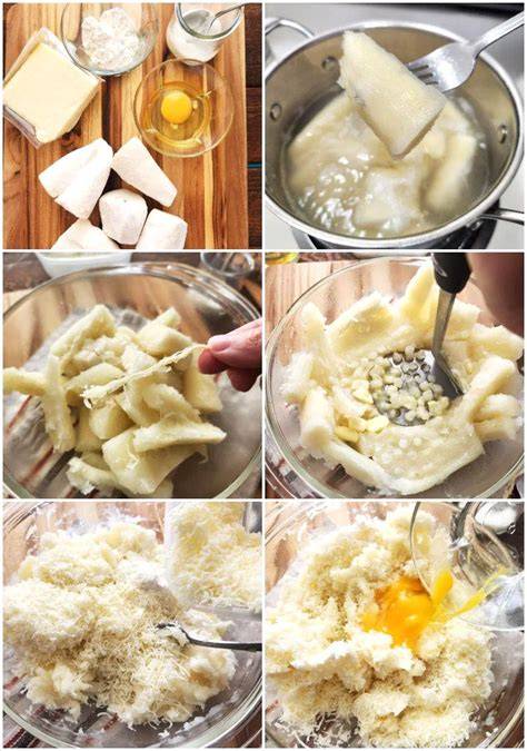 Proceso de freír buñuelos de yuca