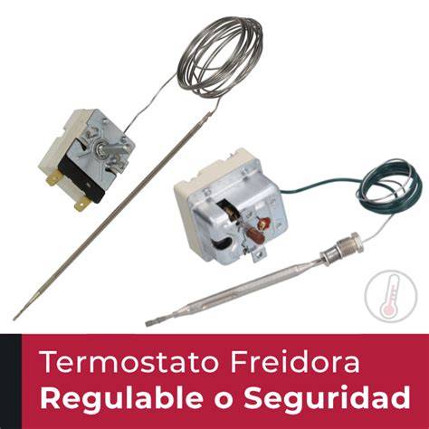 Diagrama de funcionamiento de termostato regulable y de seguridad en una freidora