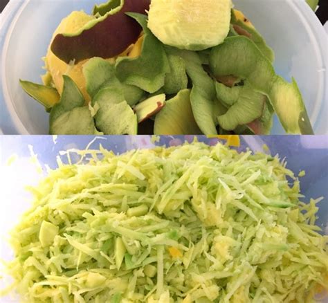 Ingredientes frescos para ensalada de mango verde