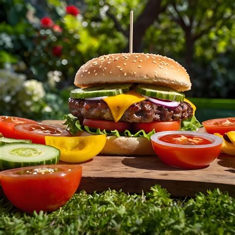 Hamburguesas a base de plantas con acompañamientos