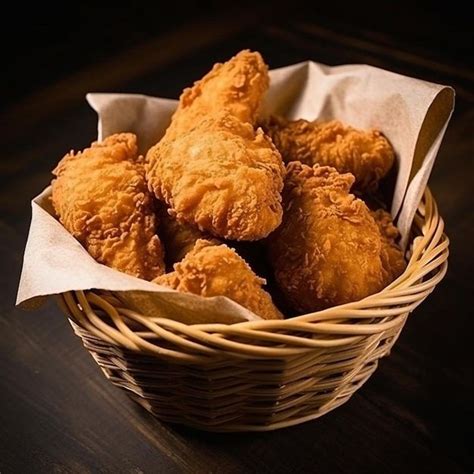 Variedad de piezas de pollo frito en una canasta