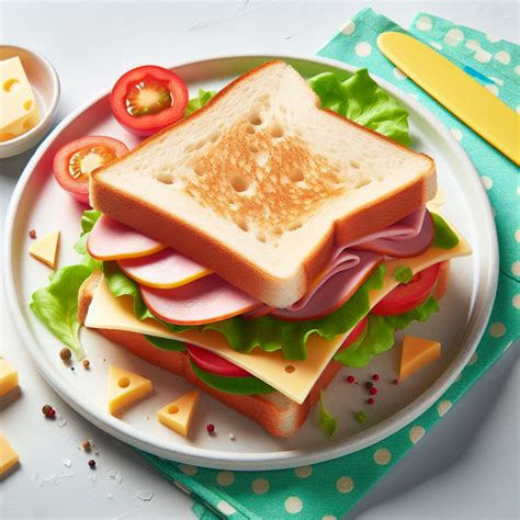 Ingredientes y utensilios para preparar un sándwich de jamón y queso