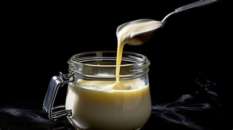 Leche condensada casera en un frasco de vidrio