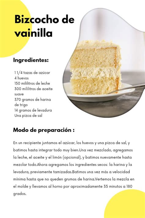 Ingredientes para bizcocho de vainilla