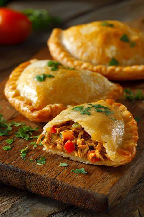 Muestra de empanadas gallegas y pinchos variados en una vitrina