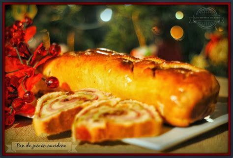 Mesa navideña venezolana con pan de jamón