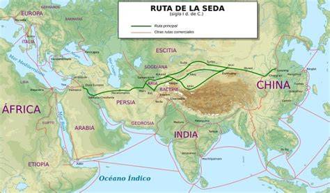 Mapa de las rutas comerciales antiguas entre Asia y Europa