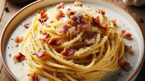 Pasta carbonara en un plato