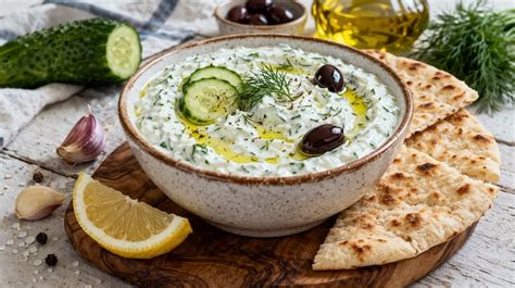 Salsa tzatziki casera en un bol