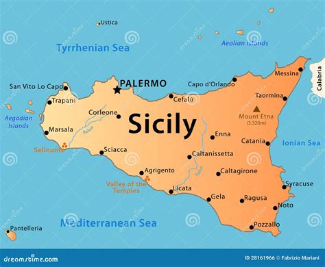 Mapa de Sicilia mostrando la ubicación de Palermo y Trabia.