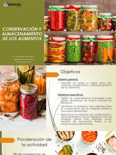 Esquema de métodos de almacenamiento de alimentos