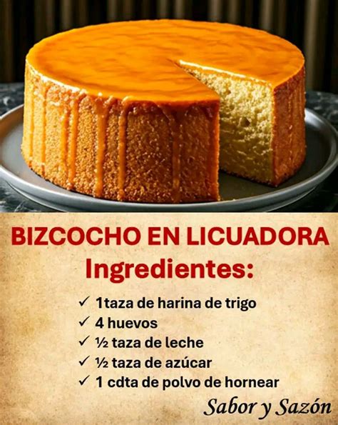 Tabla comparativa de ingredientes para bizcocho de licuadora