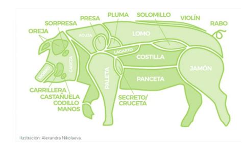Cortes de la careta de cerdo