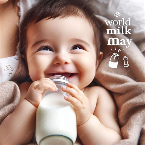 Bebé bebiendo leche de vaca de un vaso