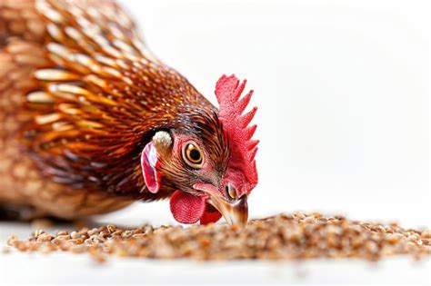 Gallina picoteando en el campo