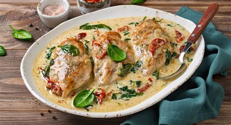 Pechugas de pollo a la crema con pimientos de colores