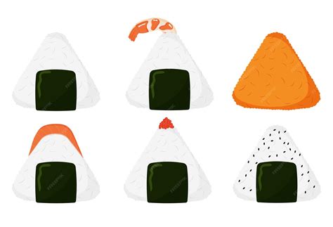Diferentes formas de onigiri: triangular, redondo y cilíndrico