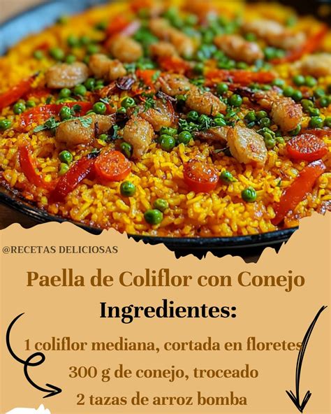 Paella de coliflor con ingredientes
