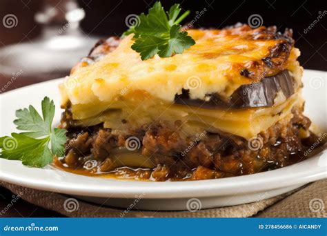 Plato de moussaka, un guiso tradicional con berenjenas