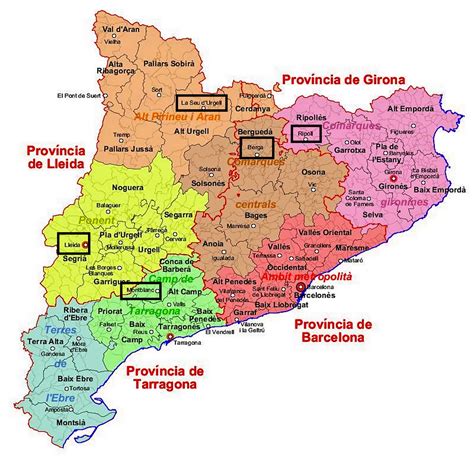 Mapa de Girona y la comarca de l'Empordà