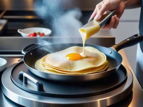 Preparación de la masa de crepes en una sartén