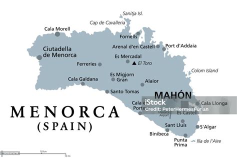 Mapa de Menorca con Mahón destacado
