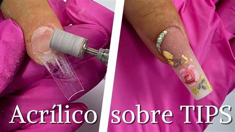 Esquema de aplicación de uñas acrílicas con tip