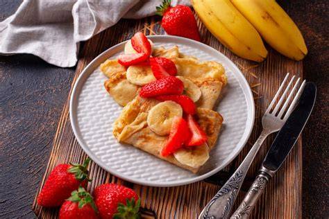 Crepes con fresa y plátano