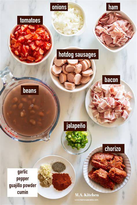 Ingredientes para frijoles charros