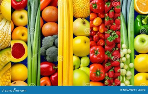 Ilustración variada de frutas y verduras coloridas