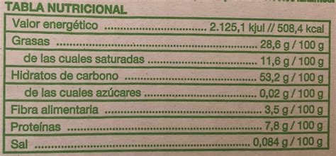 tabla nutricional de las galletas integrales