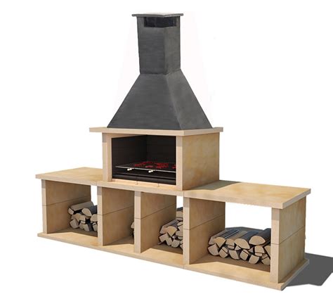 Barbacoa de obra con chimenea alta