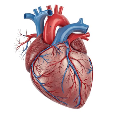 Ilustración del corazón humano con énfasis en las arterias.