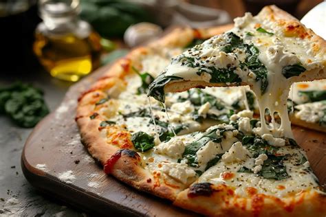 Pizza con queso ricotta como topping.