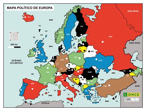 Mapa de Europa con la legislación sobre spray de pimienta en cada país