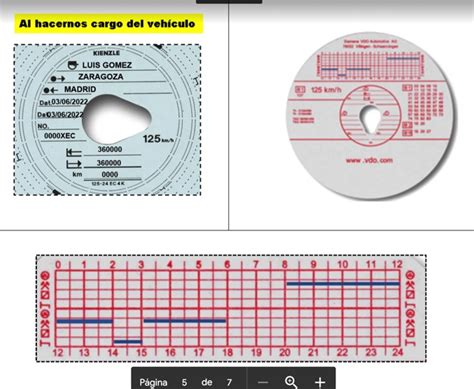 Ejemplo de disco de tacógrafo analógico con anotaciones manuales