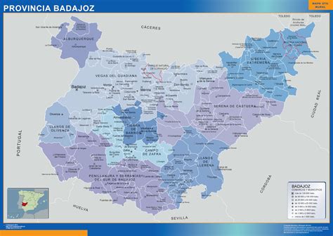 Mapa de la provincia de Badajoz, Extremadura