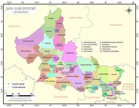 Mapa de San Luis Potosí, México