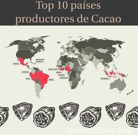 Mapa de los principales países productores de cacao