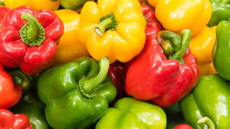 Pimientos rojos, verdes y amarillos rellenos