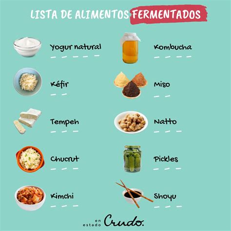 Tabla de alimentos fermentados comunes