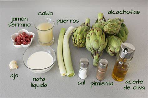 Ingredientes para crema de alcachofas