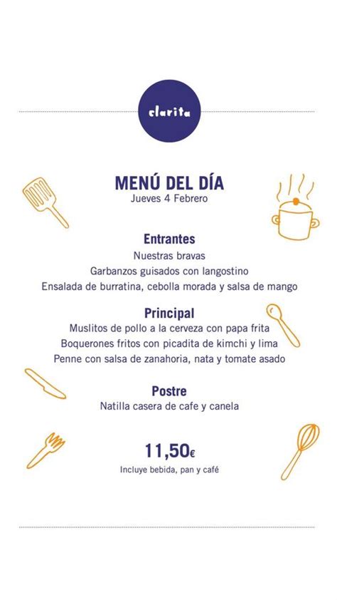 Menú del día del Restaurante La Menta