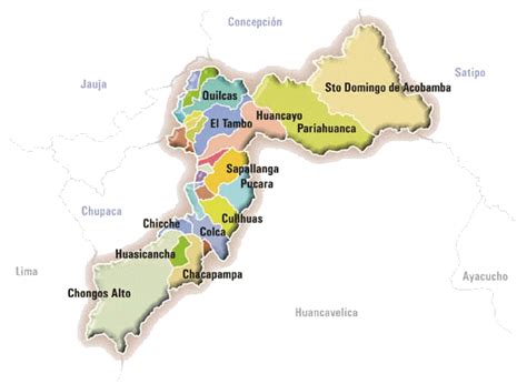 Mapa de la región de Huancayo, Perú