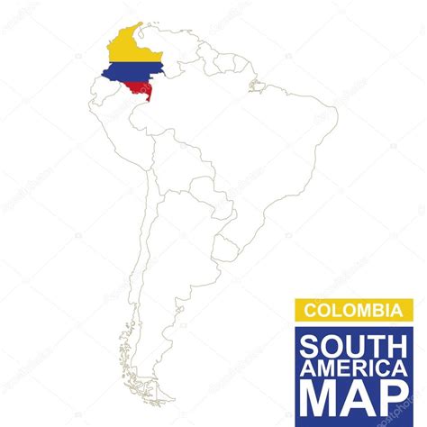 Mapa de Sudamérica con Colombia y Venezuela resaltados