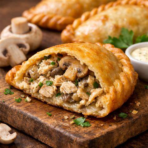 Ingredientes para empanada de pollo con champiñones